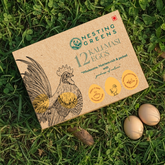 Nesting Greens Free-Range Kadaknath Eggs| Small size | Pack of 12